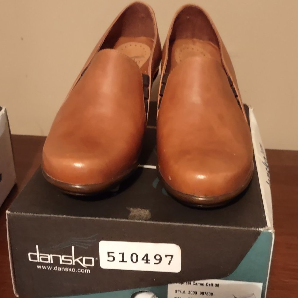 Dansko Raphael Camel Brown Leather Comfort Heel 7.5